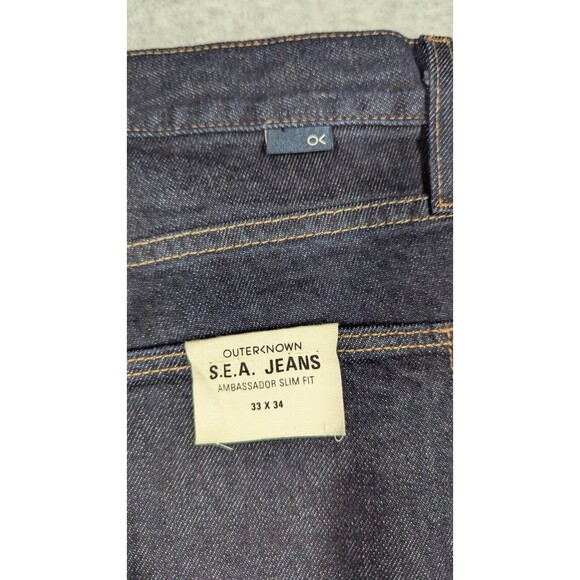 Outerknown Men Jeans 33x34 NWT SEA Ambassador Slim Fit Dark Wash Mid Rise Preppy - Picture 6 of 15